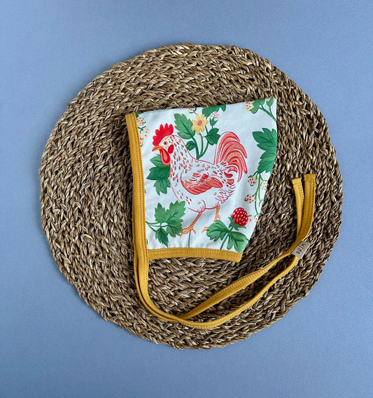 RTS Red Rooster Reversible Pixie Bonnet size 2-4 yrs