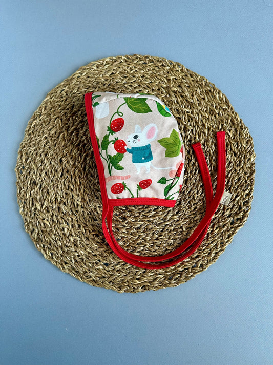 RTS Little Mouse on the Prairie Reversible knit bonnet size 6-12mo