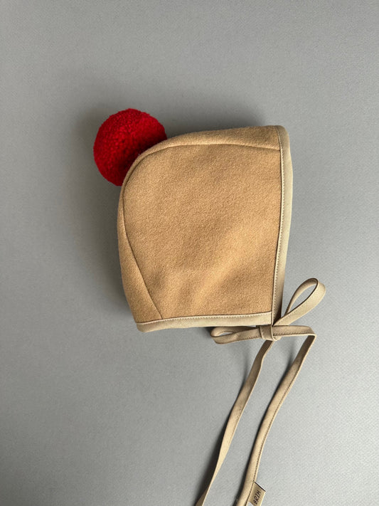 Biscotti Wool Pom Bonnet RTS size 18-24mo