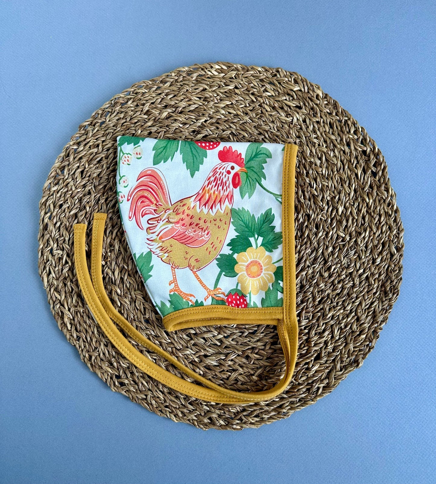 RTS Red Rooster Reversible Pixie Bonnet size 1-2 yrs