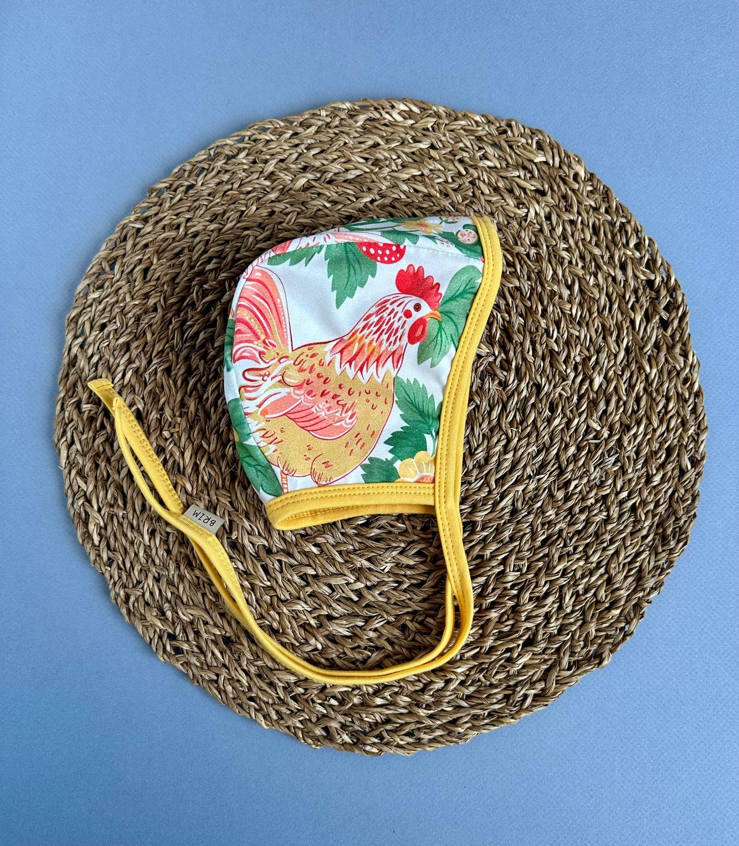 RTS Red Rooster Reversible Classic knit Bonnet size 6-12mo