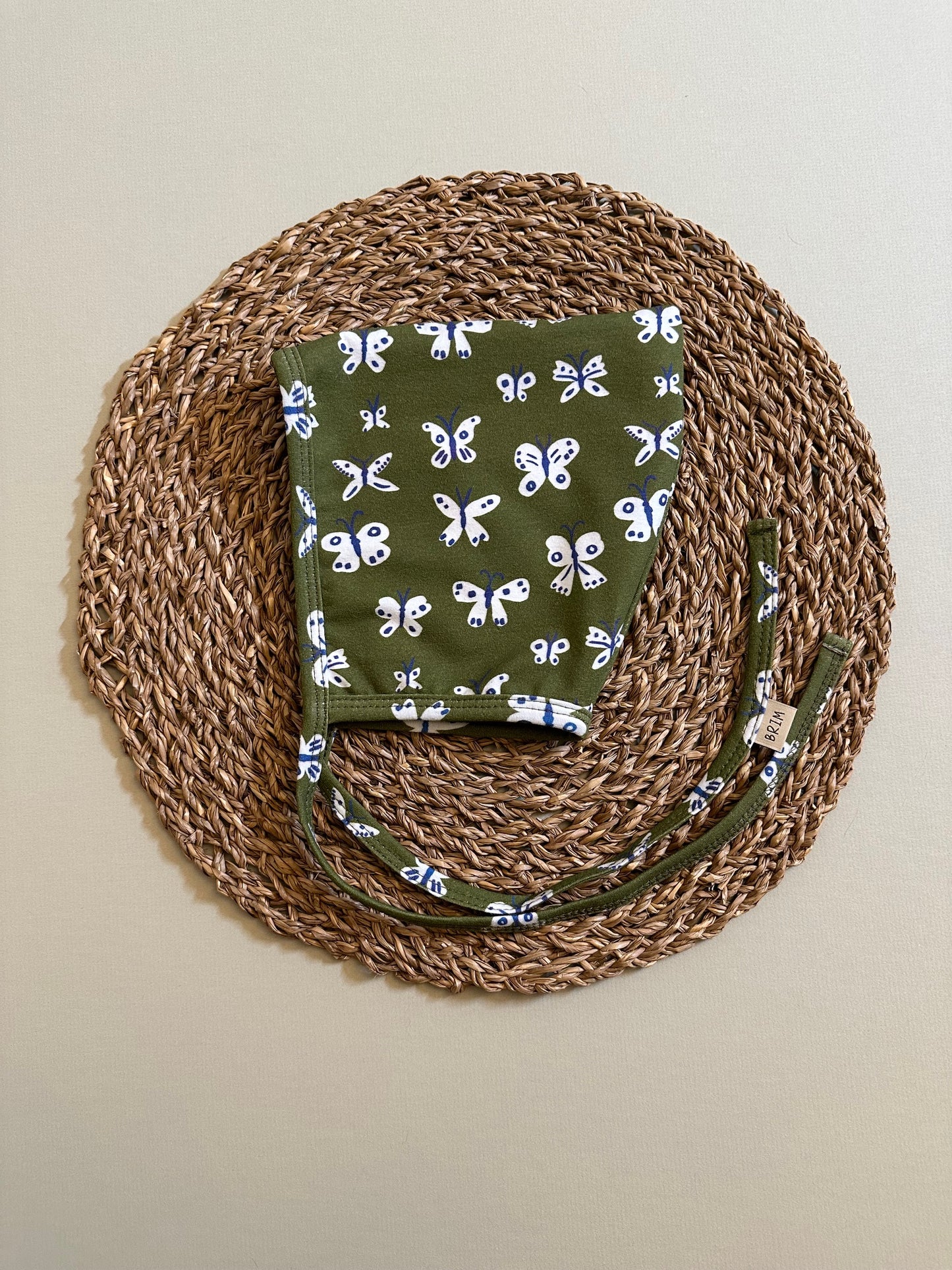 Olive Butterfly Pixie Bonnet