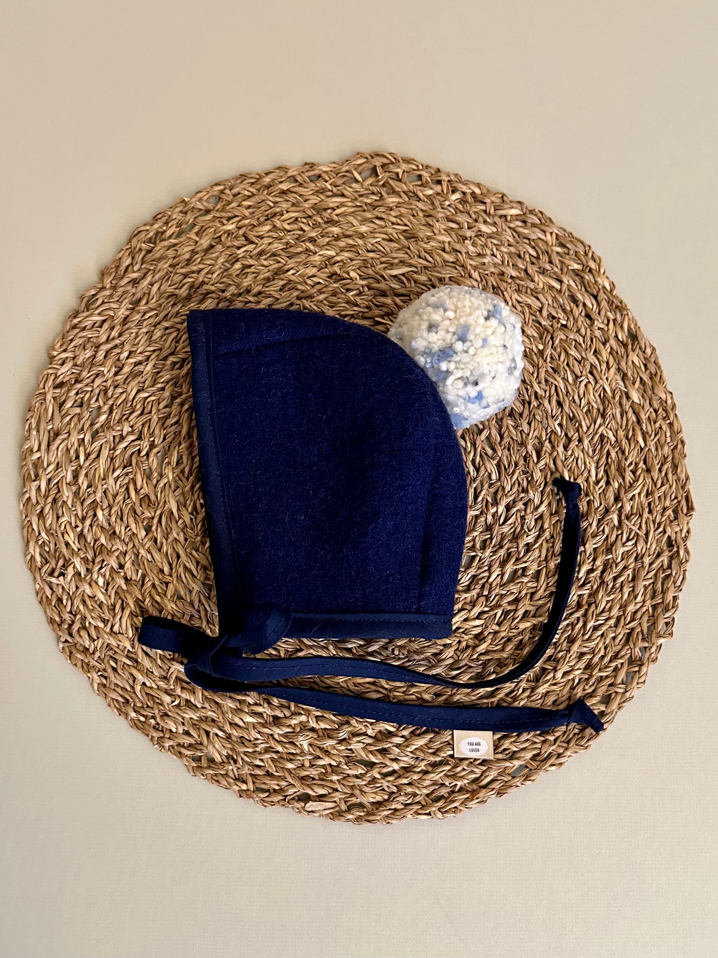 Lapis boiled wool bonnet ready to ship 3-6months