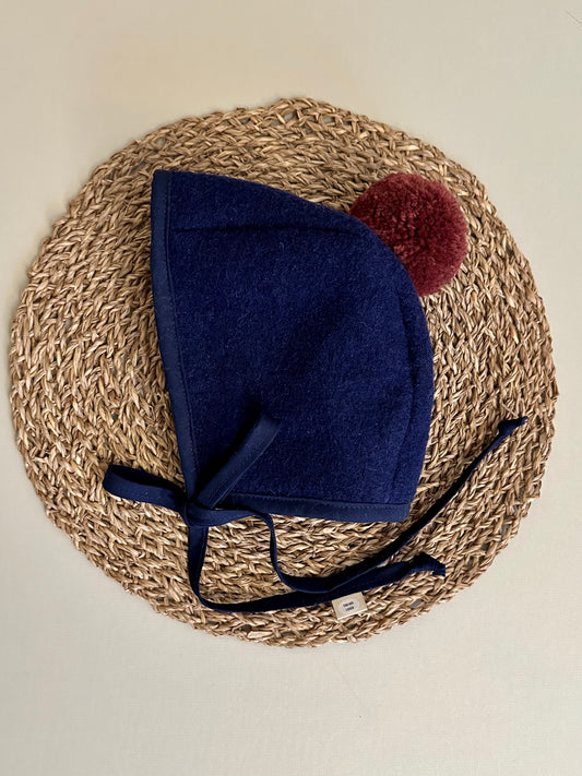 Lapis boiled wool bonnet ready to ship 2-4 years