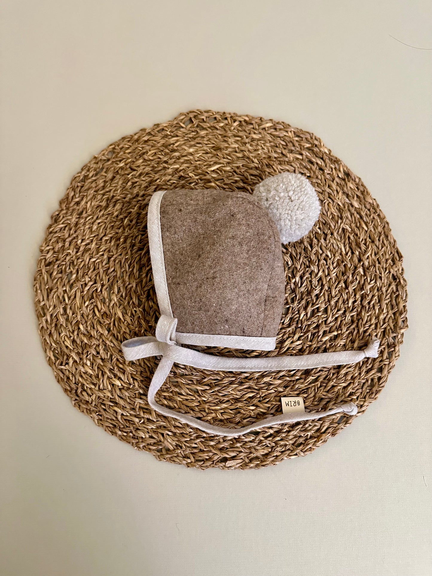 Hazelnut wool bonnet ready to ship, size 0-3 months