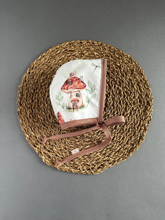 Ready to Ship size 6-12mo Toadstool Townhouse Bonnet