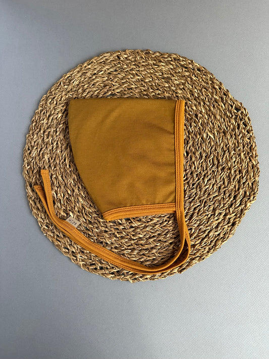 ADULT Ochre Merino wool pixie bonnet