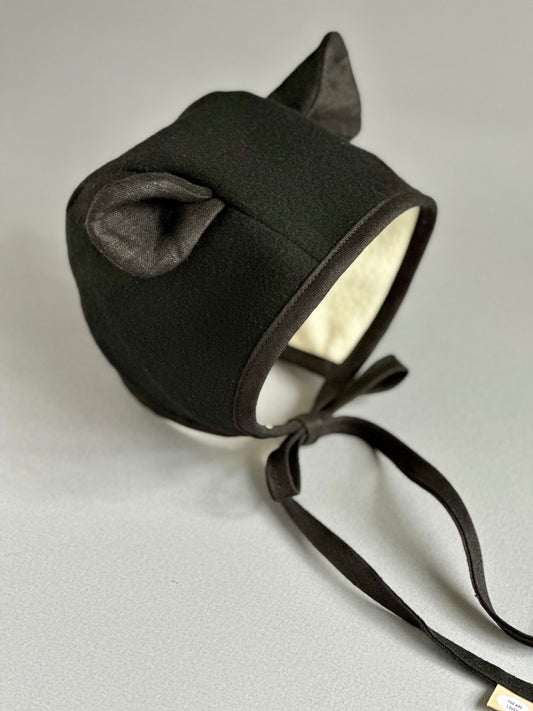 Black Bear Wool Bonnet