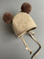 Herringbone Wool Pom Bonnet RTS size 6-12mo