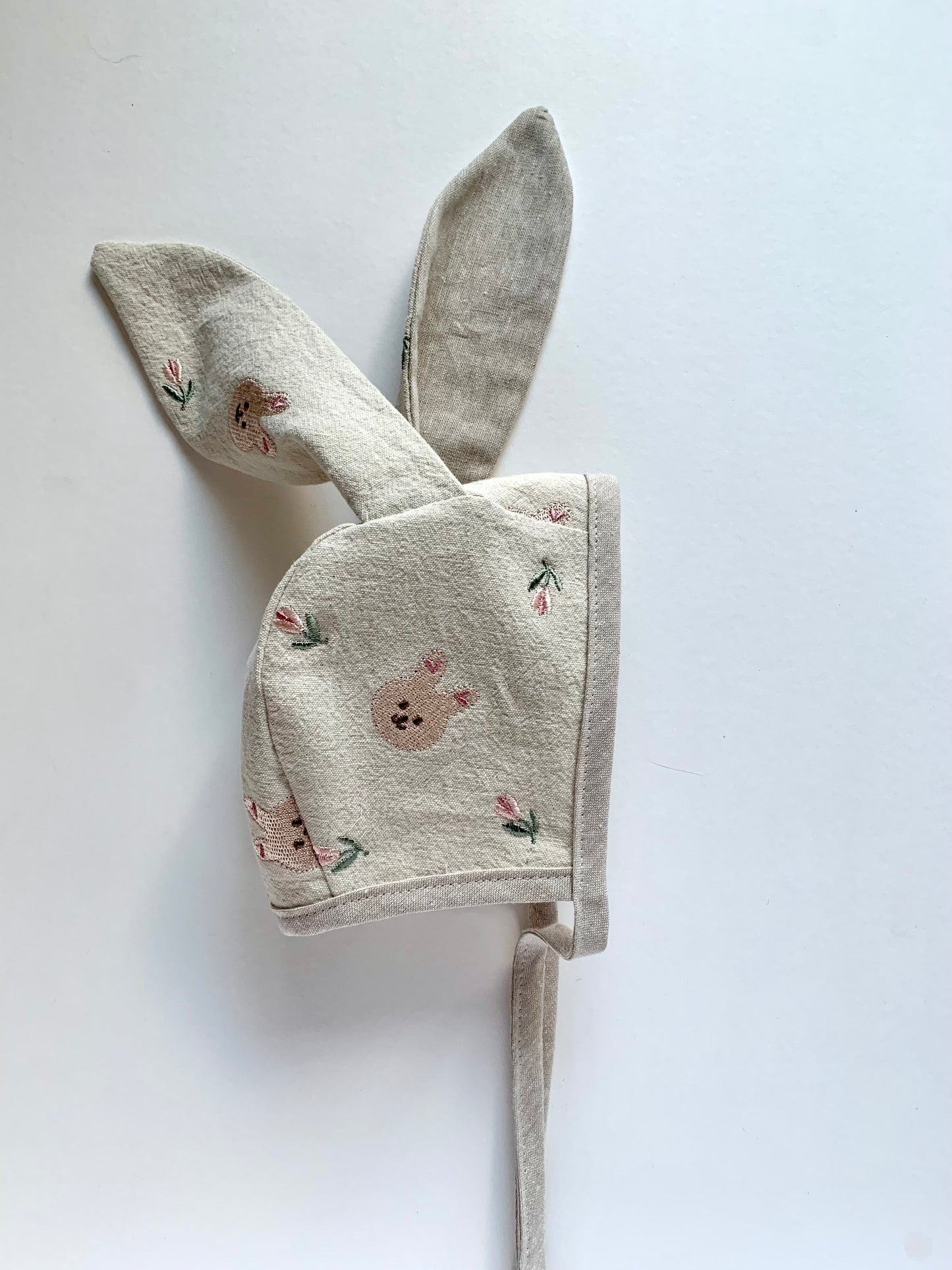Embroidered Bunny Ear Bonnet